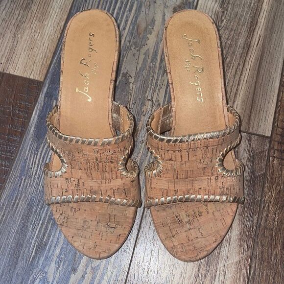 Jack Rogers Sloane Mid Wedge - Cork/Gold - Picture 1 of 6
